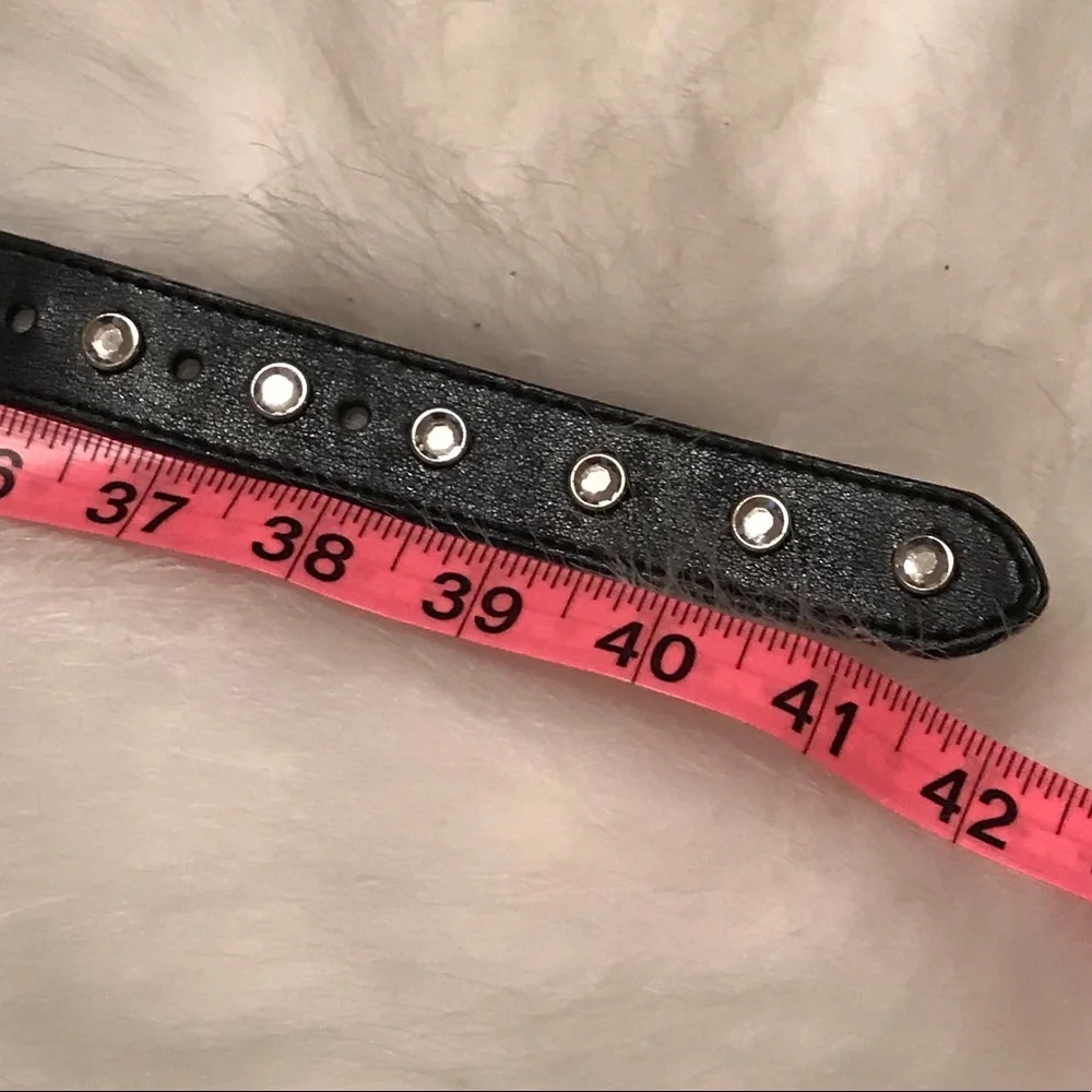 Genuine Leather Lined Black Belt With Embellishments Ladies Size M/L EUC